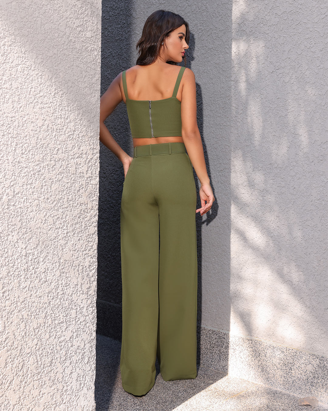 Dot Clothing - Conjunto Dot Clothing Pantalona e Cropped Verde - 1737VERDE