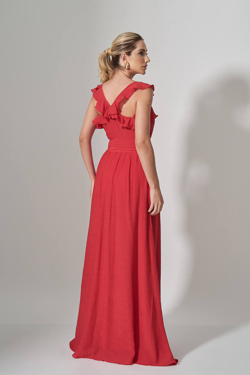 Innocence - Dress Innocence Long with Frill Red - 51073VERM