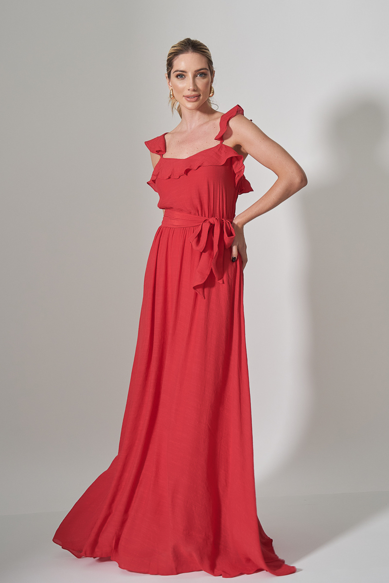 Innocence - Dress Innocence Long with Frill Red - 51073VERM