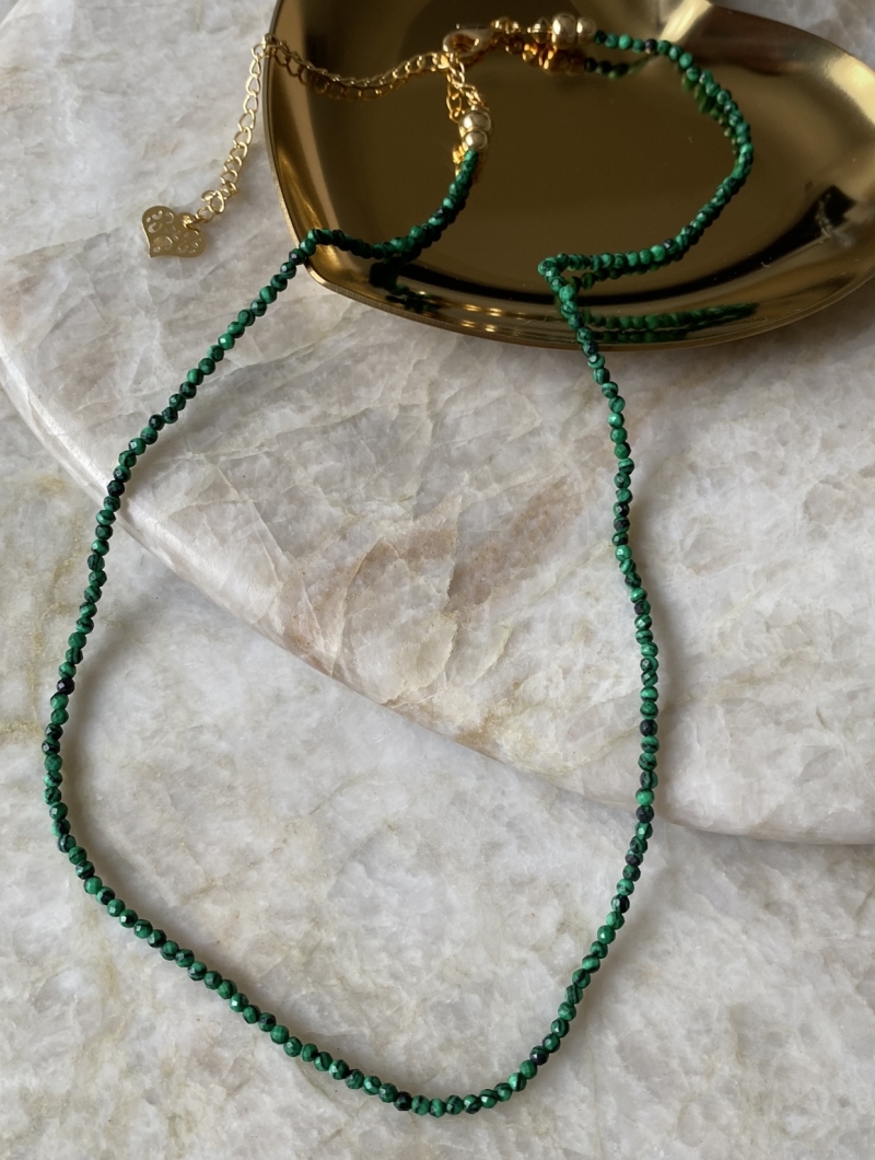 Mikabe - Necklace Malachite Faceted 2mm - MK1478
