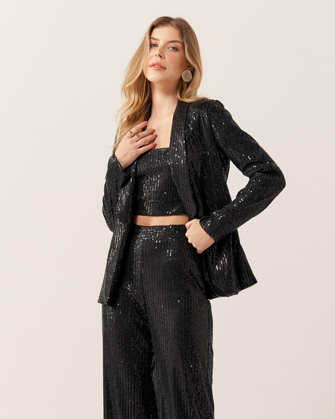 Innocence - Blazer Innocence Tuxedo Black Sequin - 11125PRETO