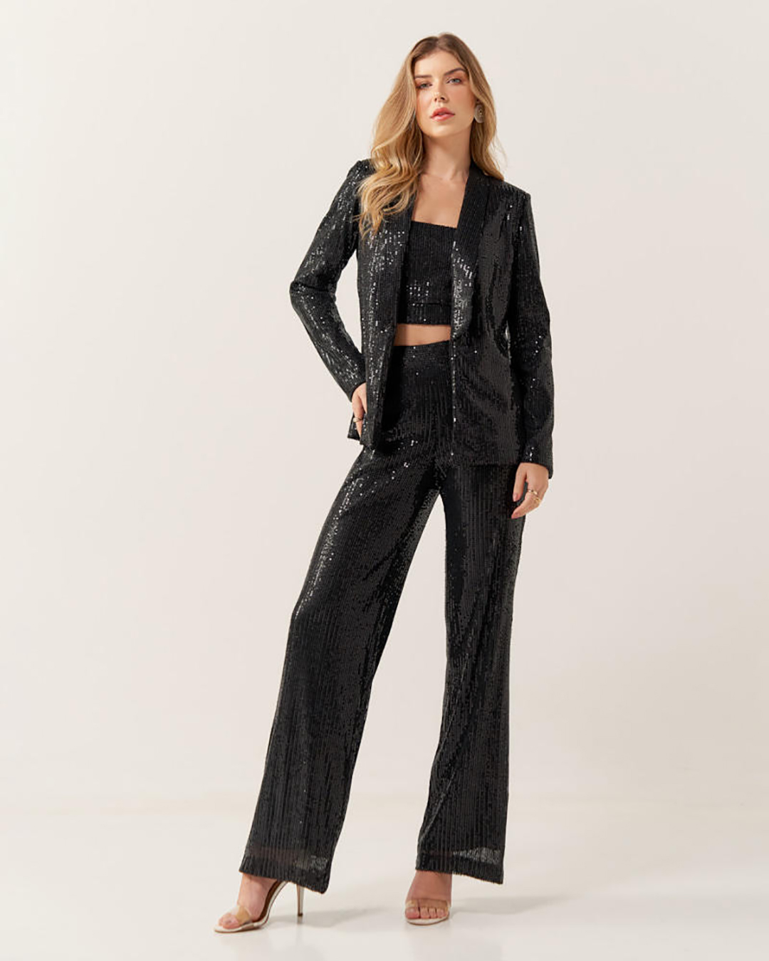 Innocence - Blazer Innocence Tuxedo Black Sequin - 11125PRETO