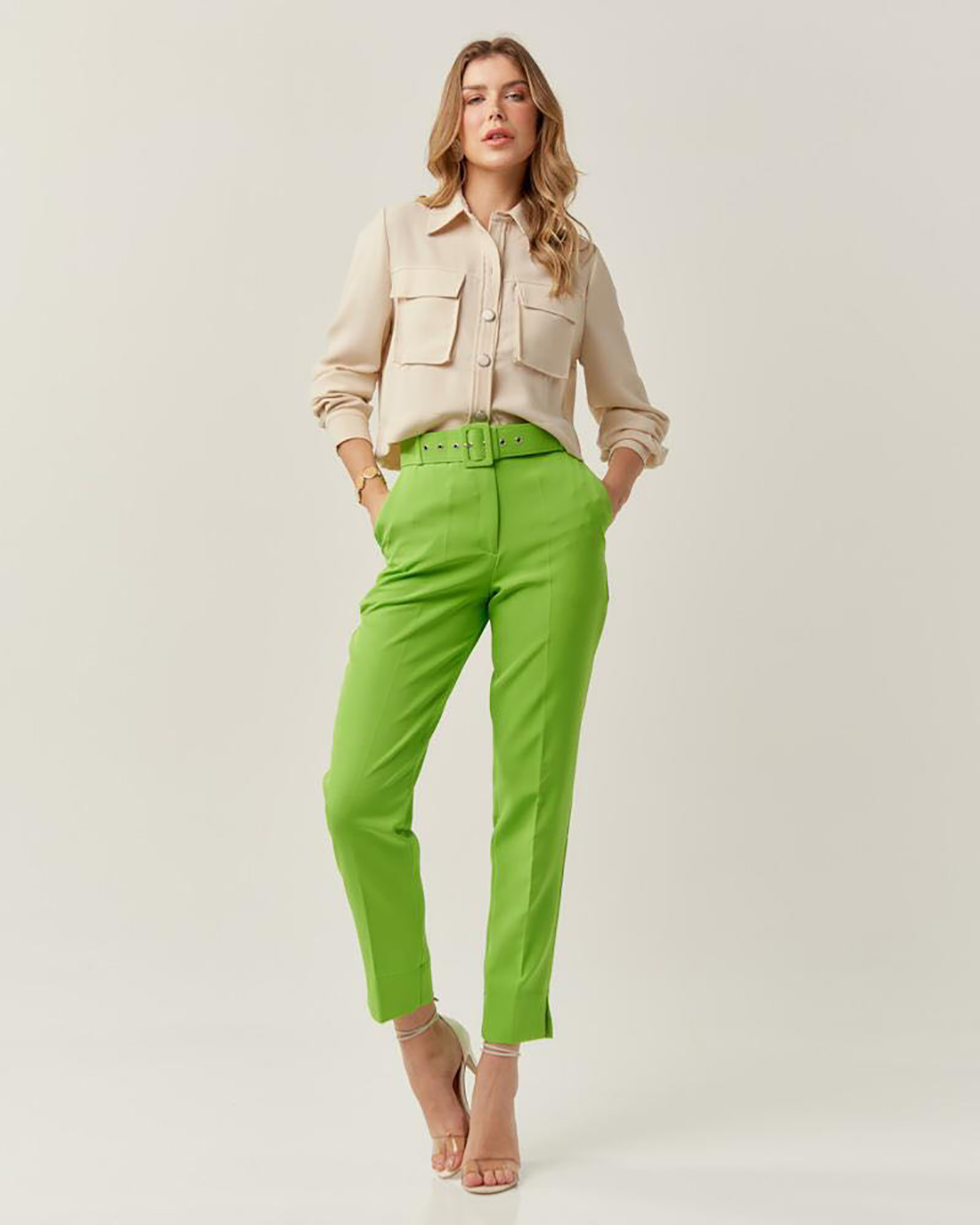 Innocence - Pants Innocence Tailoring with Green Belt - 30963VERDE