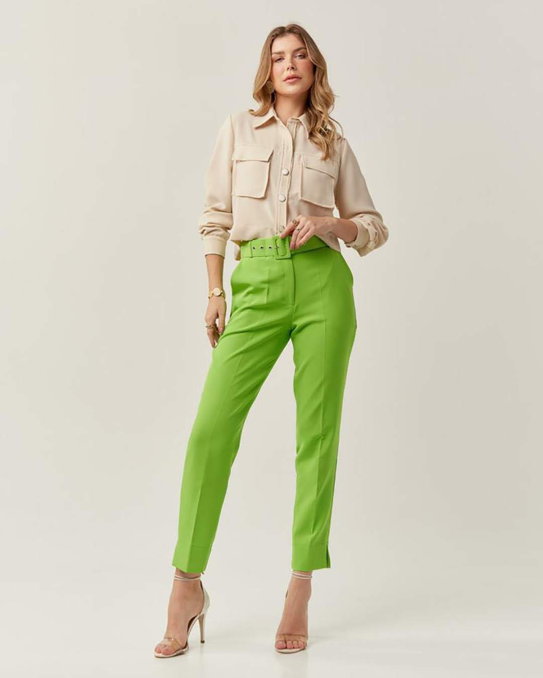 Innocence - Pants Innocence Tailoring with Green Belt - 30963VERDE