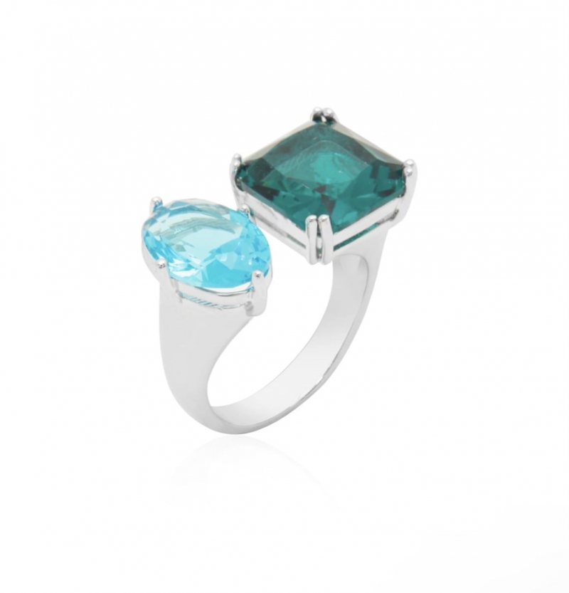 Mikabe - Ring Two Stones Light and Dark Blue - MK1489