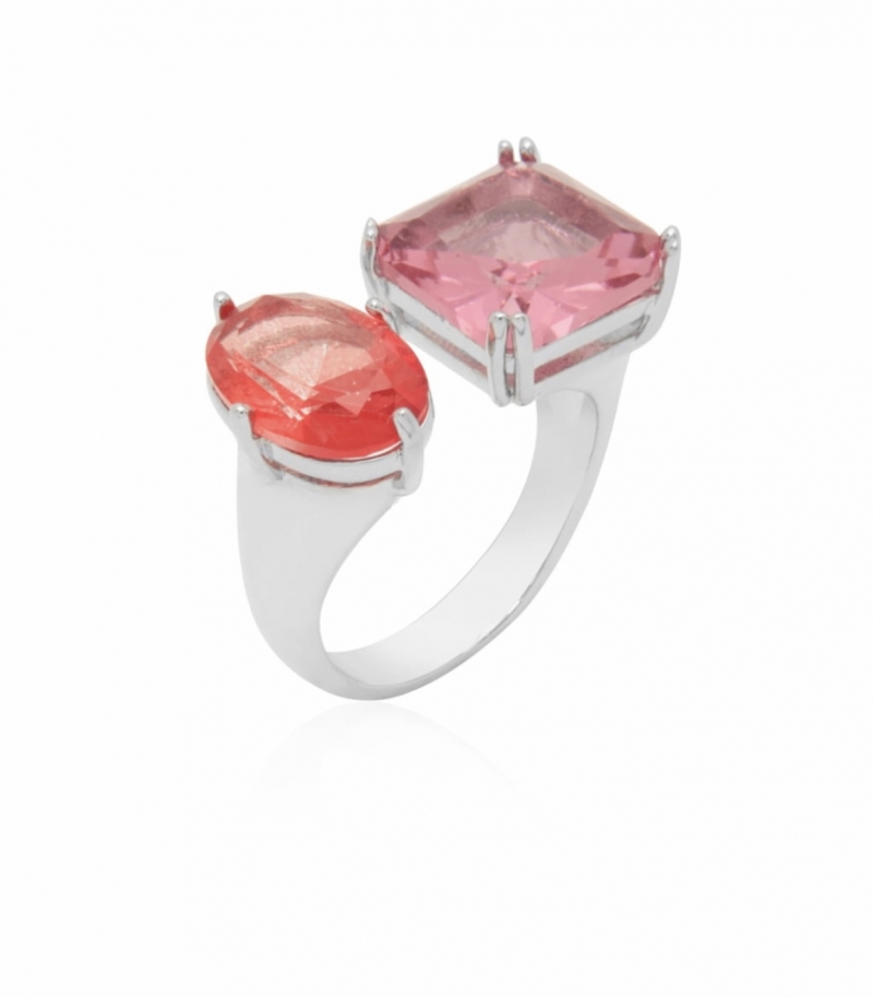 Mikabe - Ring Two Stones Pink and Red - MK1490