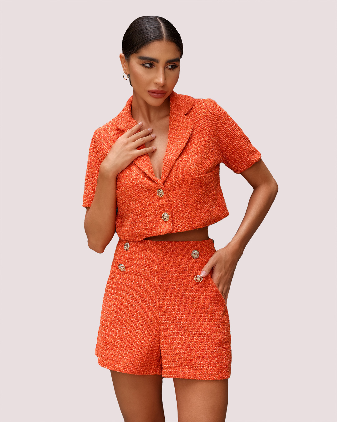 Dot Clothing - Conjunto Dot Clothing Tweed Laranja - 1876LARAN