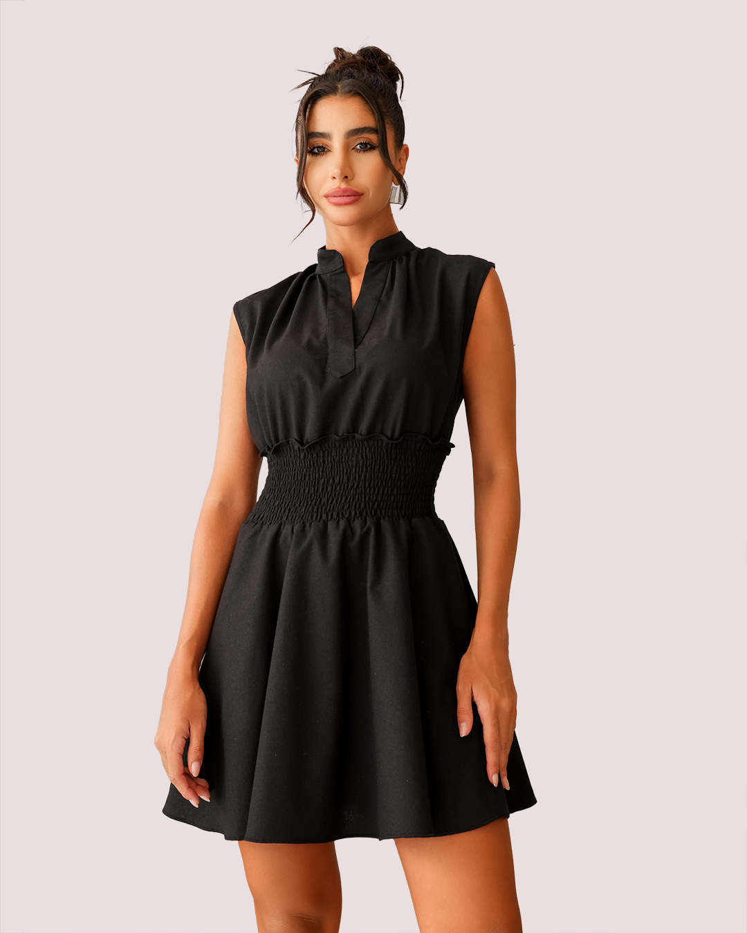 Dot Clothing - Vestido Dot Clothing Rodado em Linho Preto - 1880PRETO