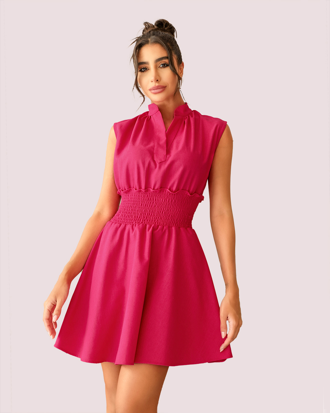 Dot Clothing - Vestido Dot Clothing Rodado em Linho Pink - 1880PINK