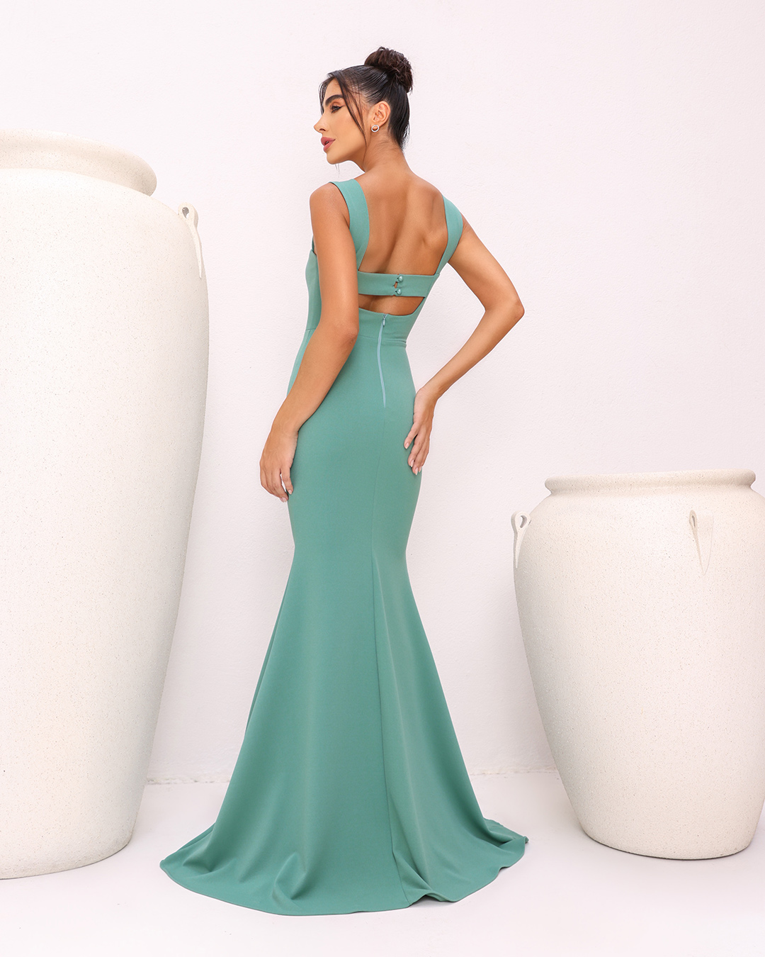 Dot Clothing - Dress Dot Clothing Slit Long Tiffany Green - 1875VERDETIFF