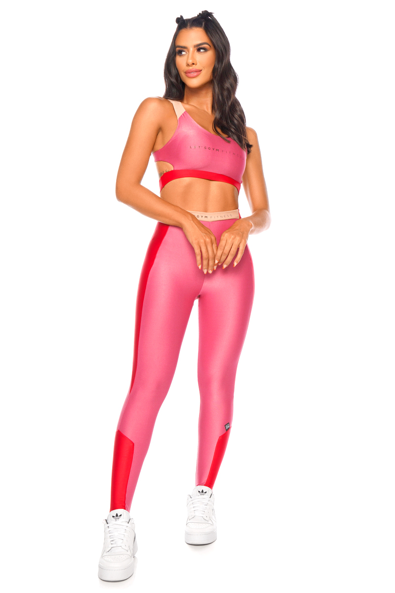 Lets Gym - Pink strip leggings - 1963RO