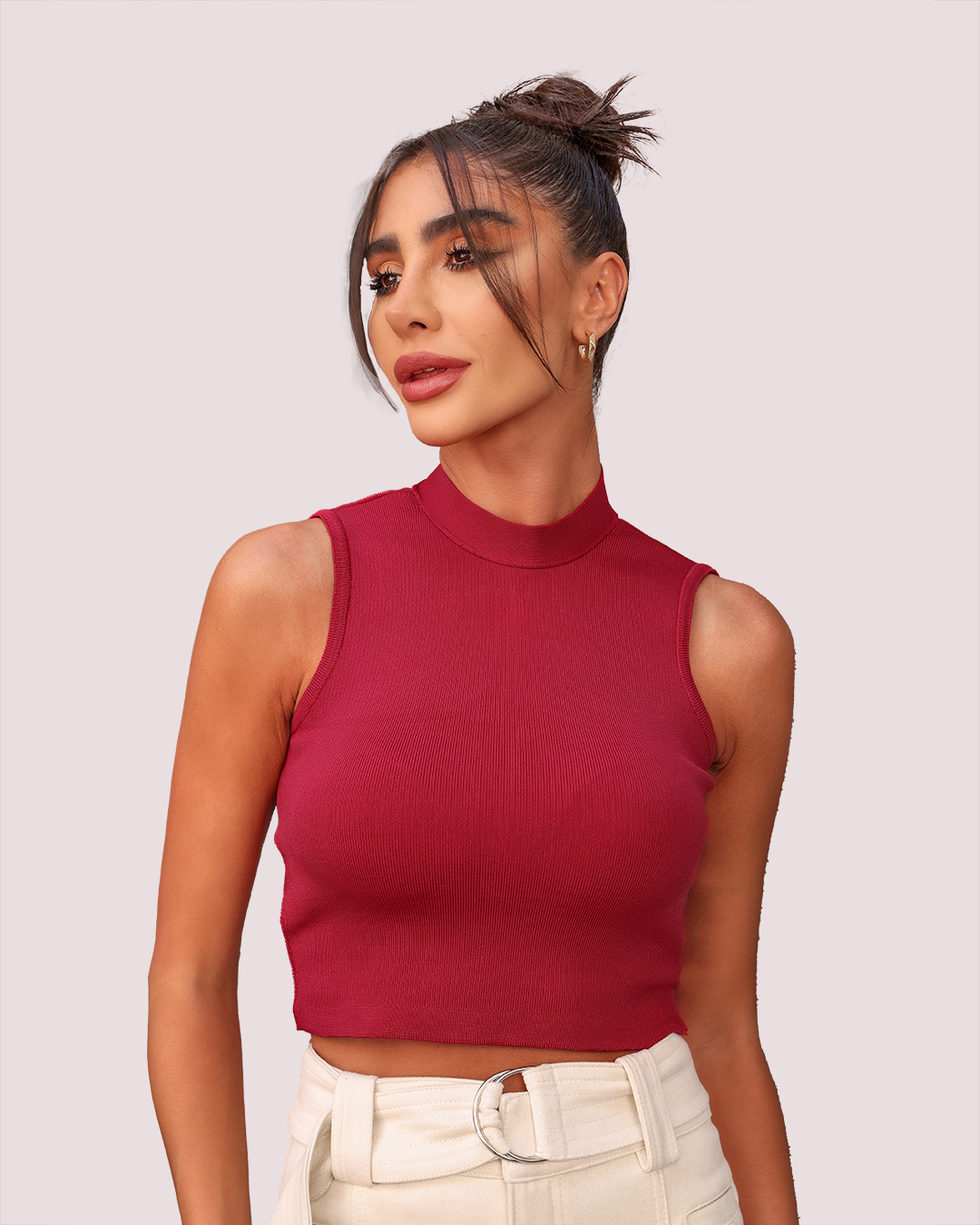 Dot Clothing - Cropped Dot Clothing Rayon Red - T182BORDO