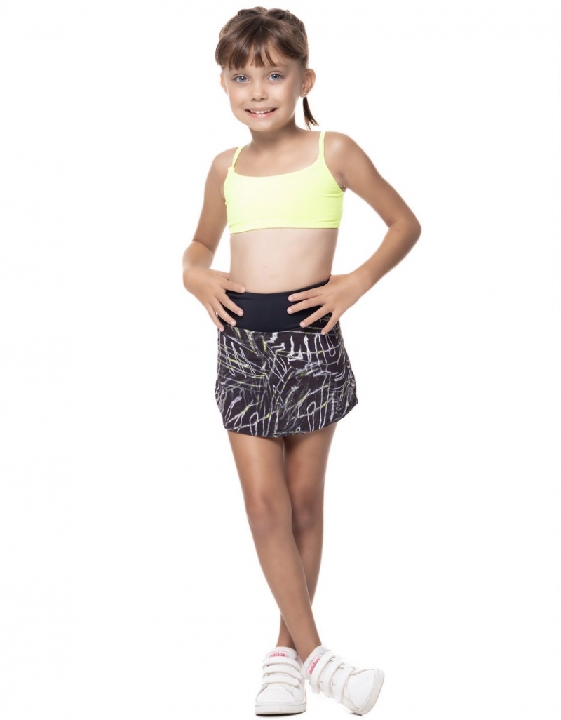 Vestem - Saia Candy Kids Folhagem Preto e Amarelo Neon - SAK69.MV.E1038