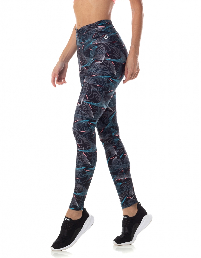 Vestem - Legging Fuso Empina Bumbum Bonina Textura Rede Azul e Preto - FS998.AI23.E1205