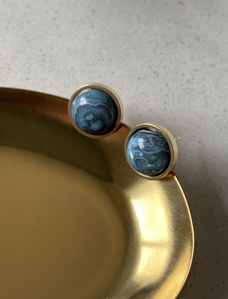 Mikabe - Apatite Button Earring - MK1511