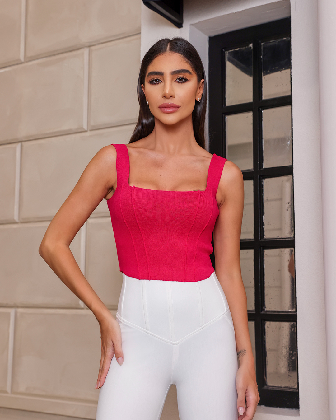 Dot Clothing - Cropped Dot Clothing Pink Rib - T183ROSA