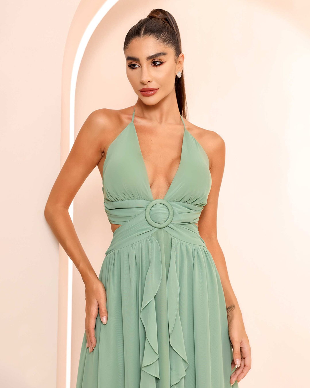 Dot Clothing - Vestido Dot Clothing Longo Fivela Verde - 1861VERDE