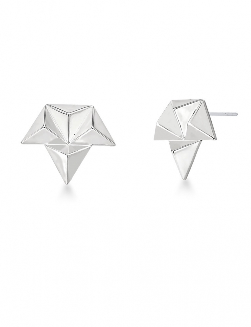 Mikabe - Earring Spike Origami Rhodium White - MK1526