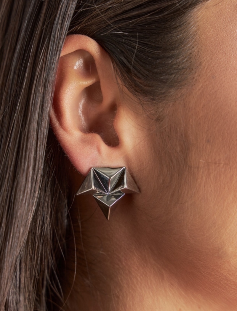 Mikabe - Earring Spike Origami Rhodium White - MK1526