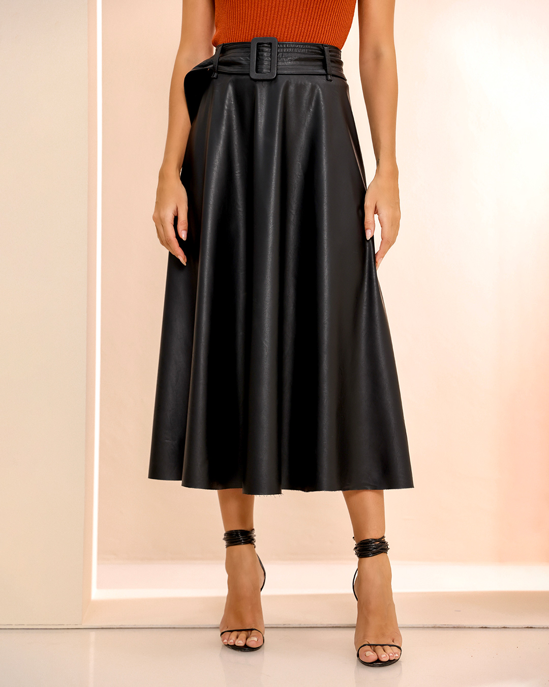 Dot Clothing - Skirt Dot Clothing Midi w/ Black Belt - 1943PRETO