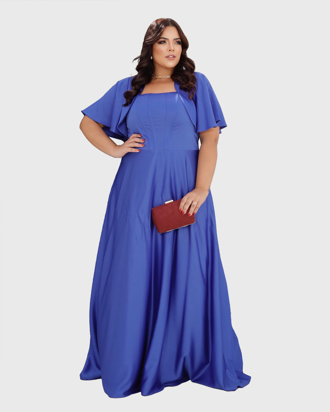 Cappuccino - Vestido Cappuccino Longo com Barbatana Azul - 8J247PSAZUL