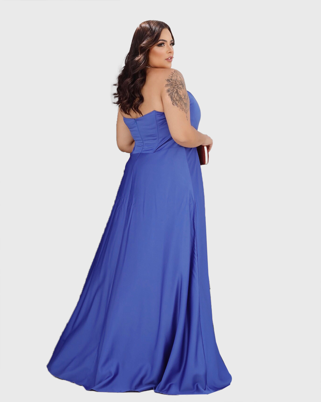 Cappuccino - Vestido Cappuccino Longo com Barbatana Azul - 8J247PSAZUL