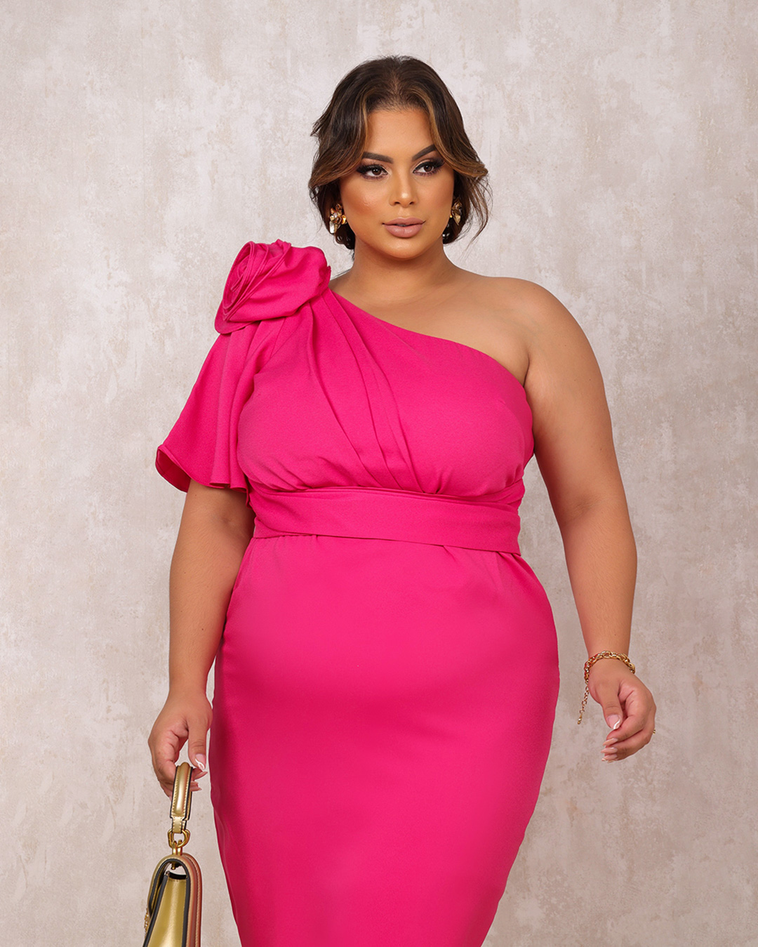 Cappuccino - Dress Cappuccino One Shoulder Pink Tube - 4R003PSROSA