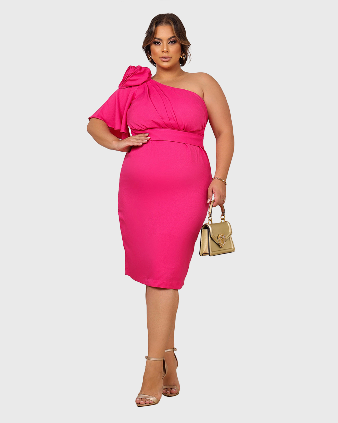 Cappuccino - Dress Cappuccino One Shoulder Pink Tube - 4R003PSROSA