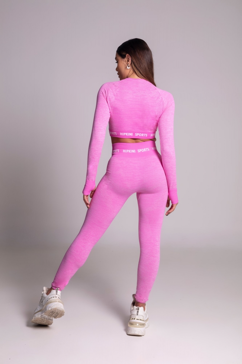 Hipkini - Gravity Seamless Pink Merge Long Sleeve Top - 3339905