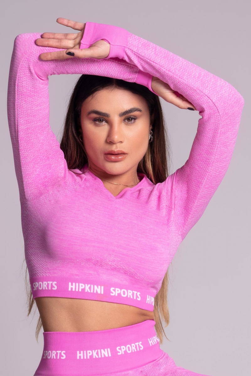 Hipkini - Gravity Seamless Pink Merge Long Sleeve Top - 3339905