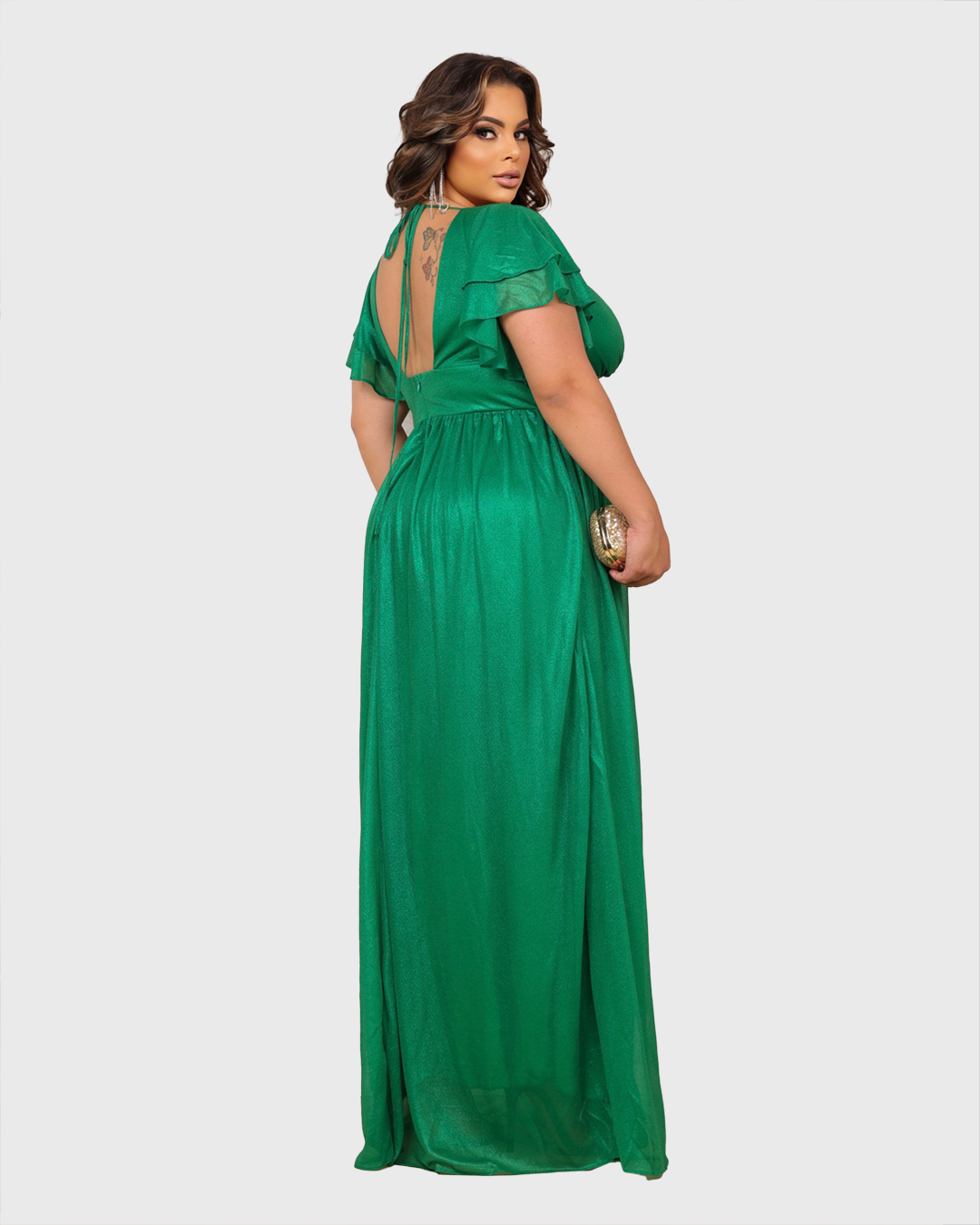 Cappuccino - Dress Cappuccino Long Green Neckline - 8J177PSVERDE