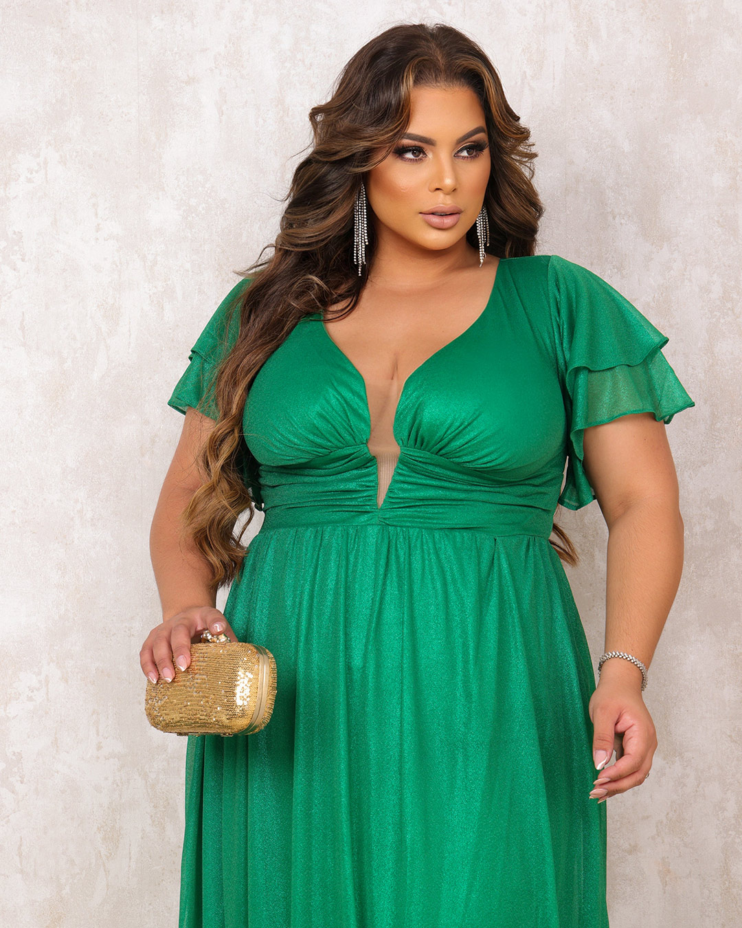 Cappuccino - Dress Cappuccino Long Green Neckline - 8J177PSVERDE