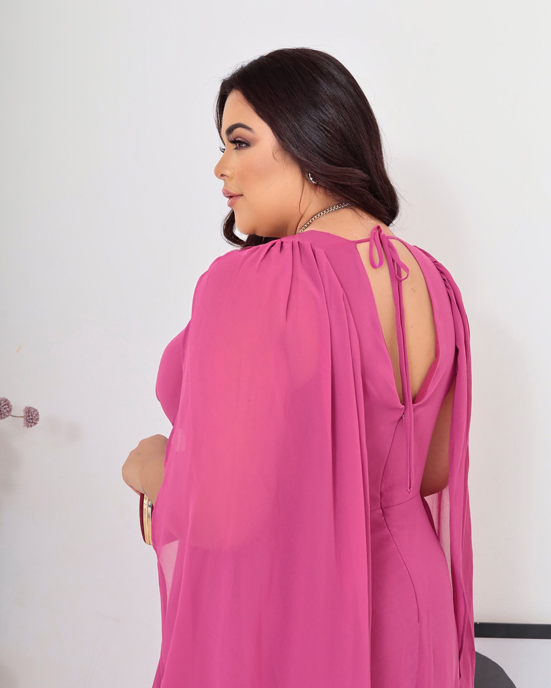 Cappuccino - Dress Cappuccino Long Detail Pink Shoulder - 8J172PSROSA