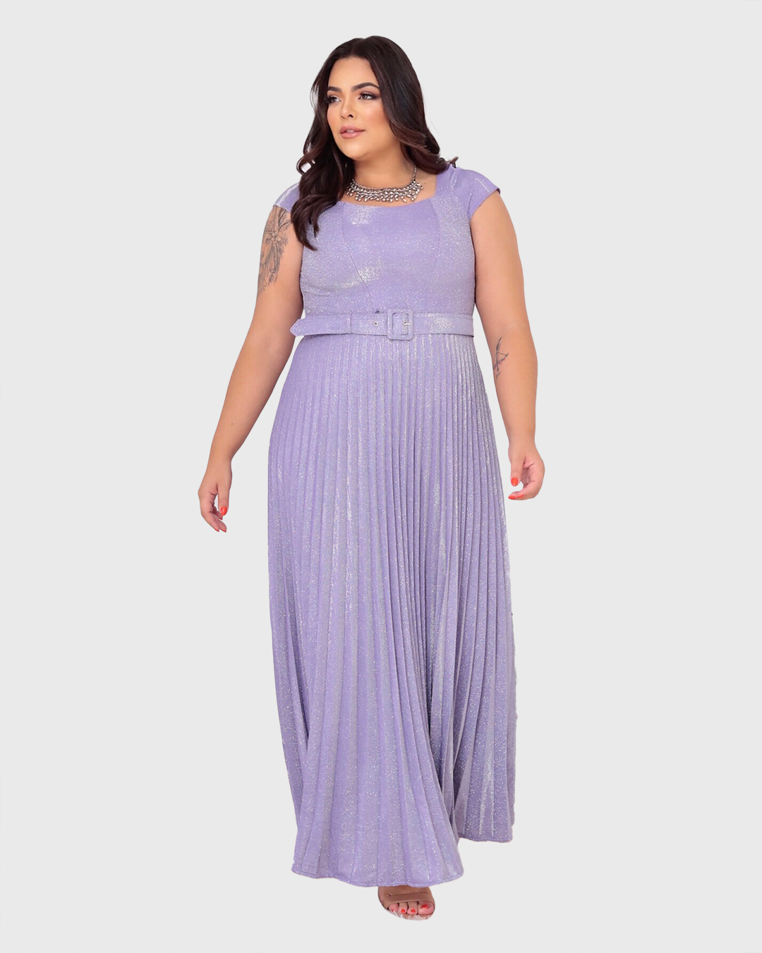 Cappuccino - Dress Cappuccino Long Pleated Lavender - 8J200PSLAV