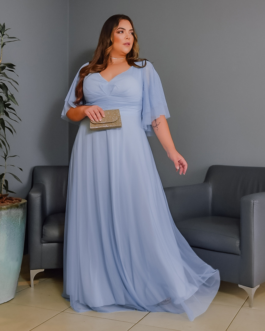 Cappuccino - Vestido Cappuccino Longo Tule Azul - 8J159PSAZUL