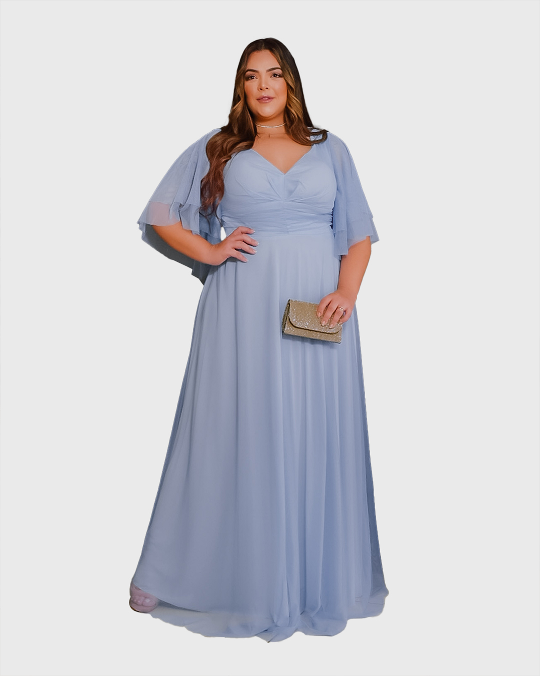 Cappuccino - Blue Tulle Long Cappuccino Dress - 8J159PSAZUL