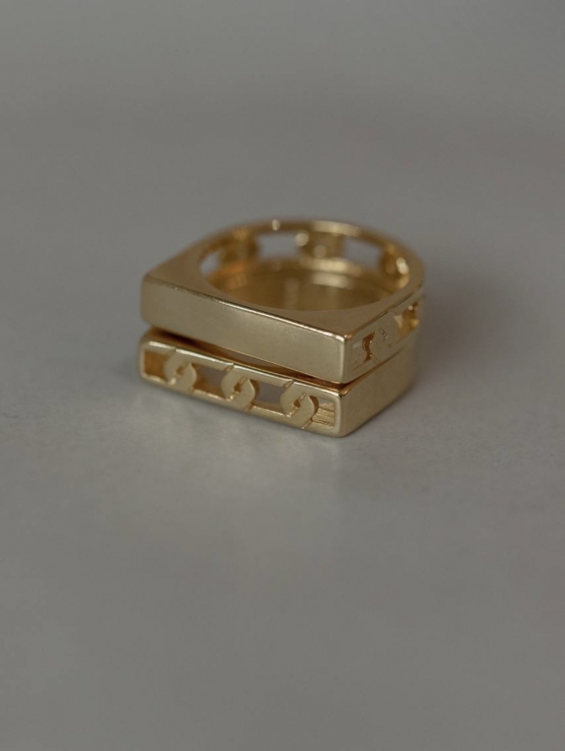 Mikabe - Gold Link Double Ring - Size 18 - MK1550