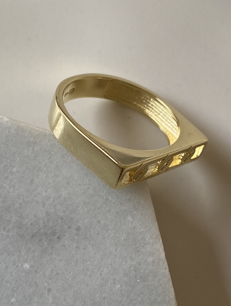 Mikabe - Gold Link Double Ring - Size 18 - MK1550