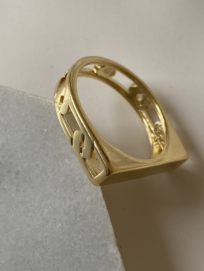 Mikabe - Gold Link Double Ring - Size 18 - MK1550