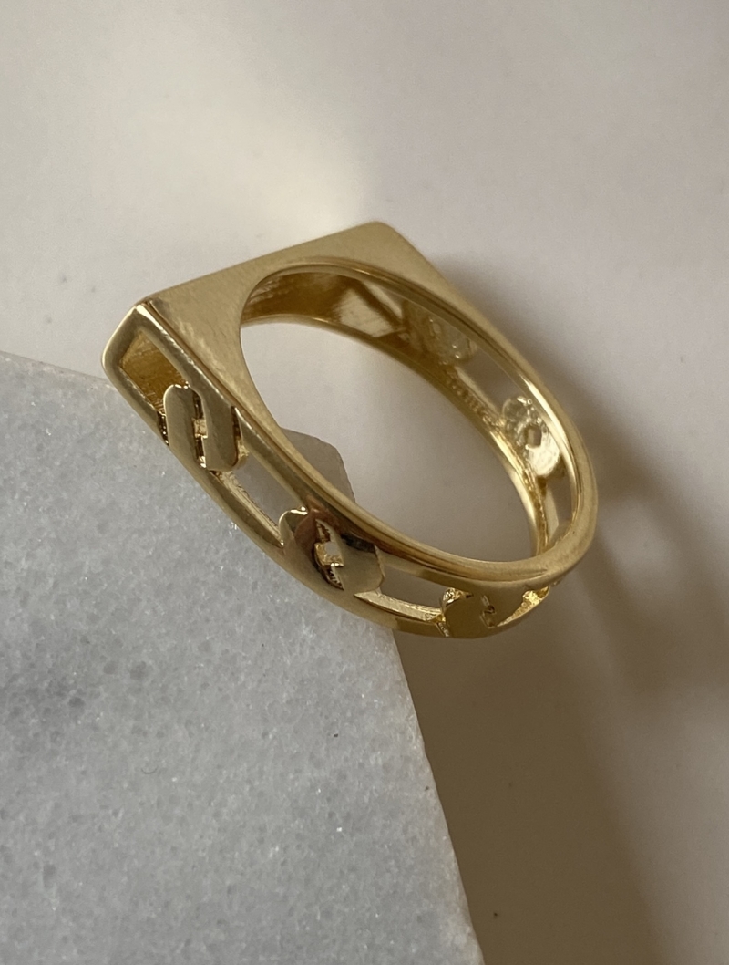 Mikabe - Gold Link Double Ring - Size 20 - MK1551