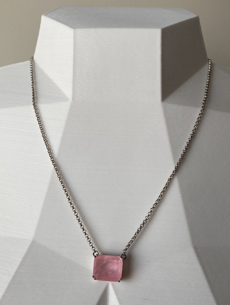 Mikabe - Necklace Tourmaline Fusion Pink Rhodium White - MK1552