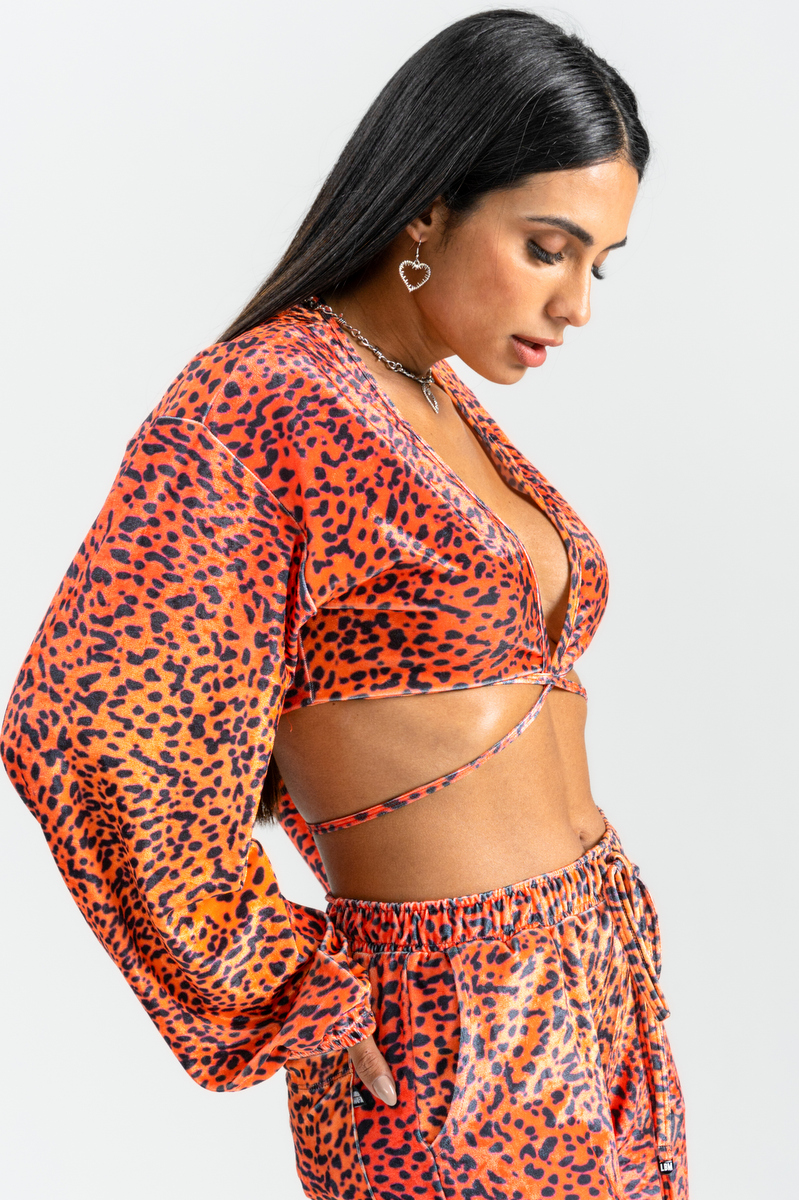 Labellamafia - Cropped Velvet Burn Printed Labellamafia - 27946