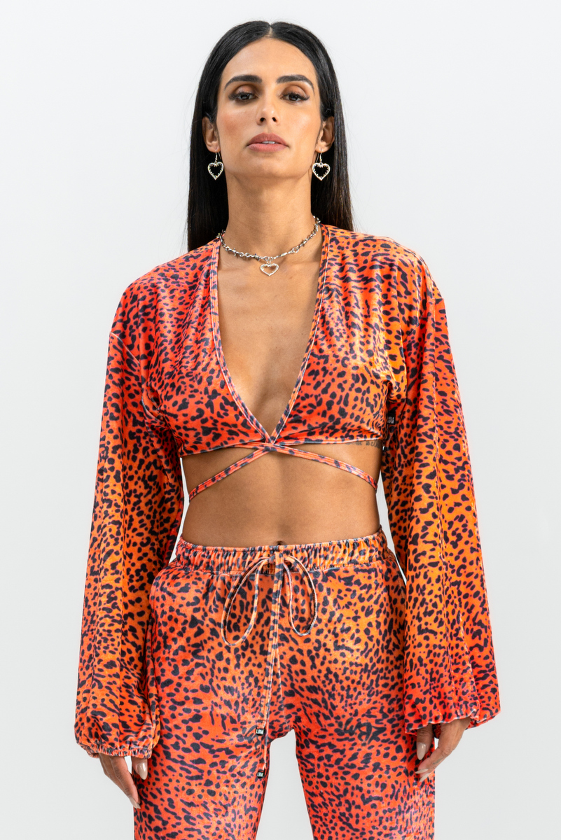 Labellamafia - Cropped Velvet Burn Printed Labellamafia - 27946