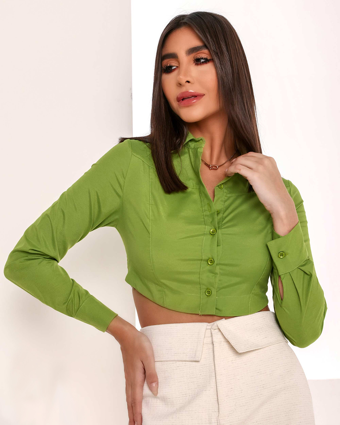 Dot Clothing - Camisa Cropped Dot Clothing Verde - 1702VERDE