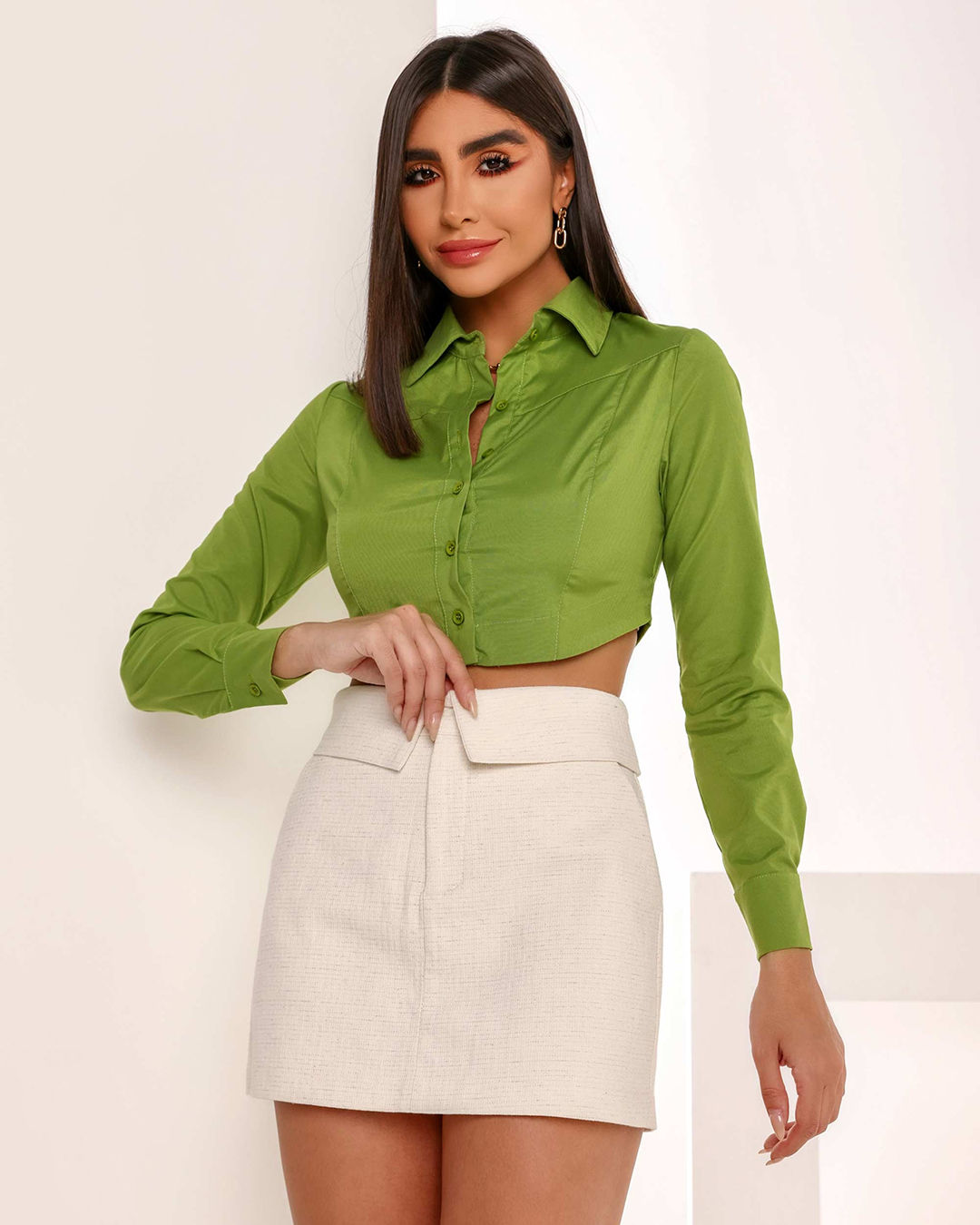 Dot Clothing - Camisa Cropped Dot Clothing Verde - 1702VERDE