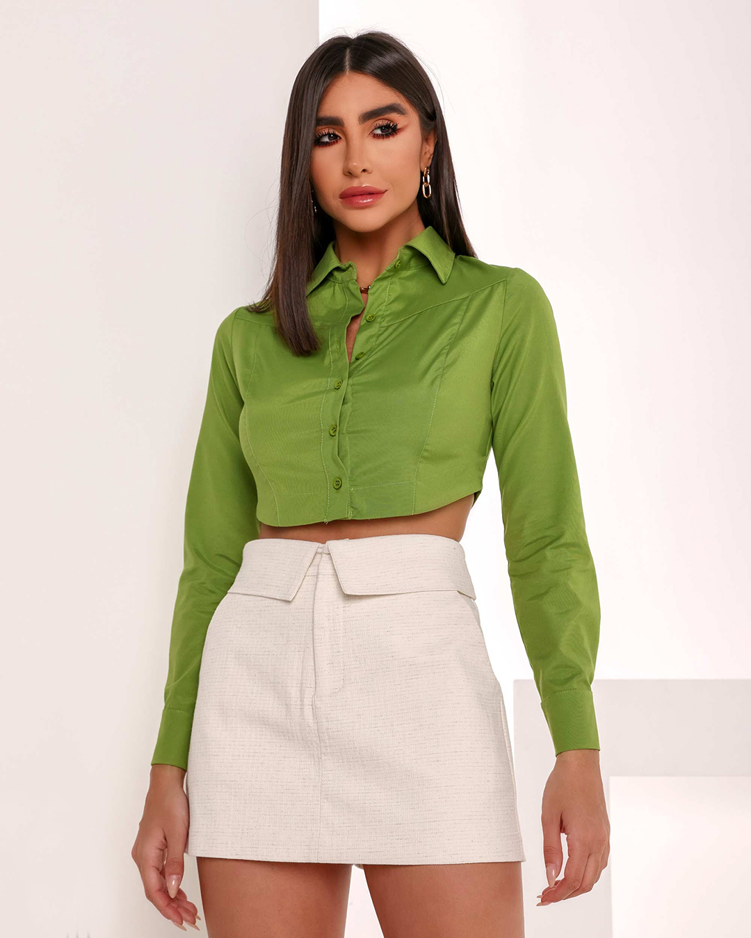 Dot Clothing - Camisa Cropped Dot Clothing Verde - 1702VERDE