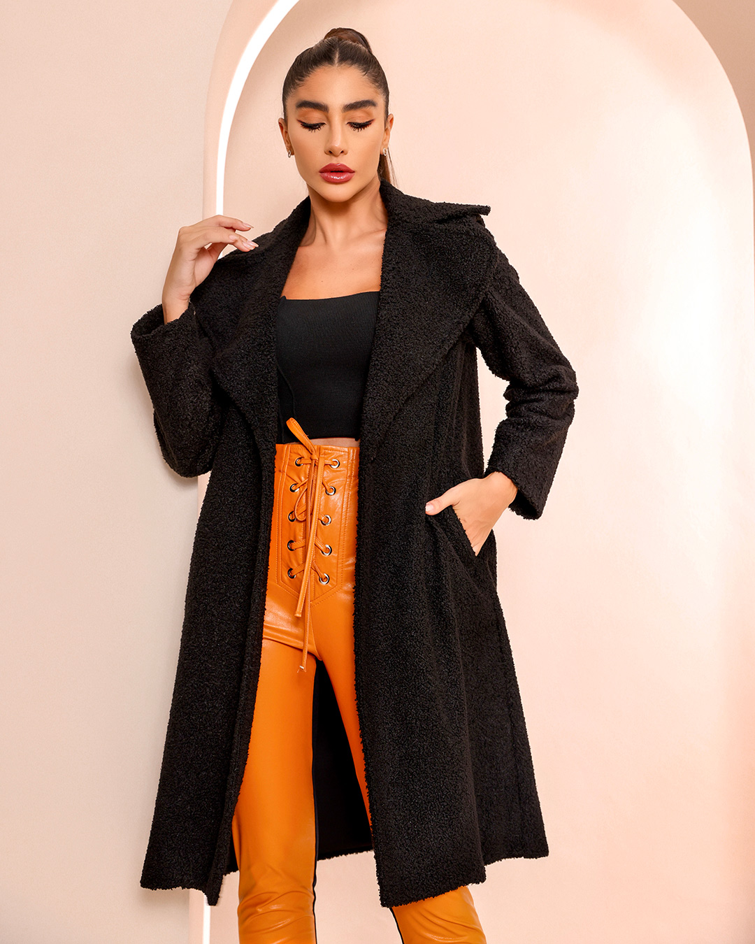 Dot Clothing - Dot Clothing Long Black Jacket - 1926PRETO