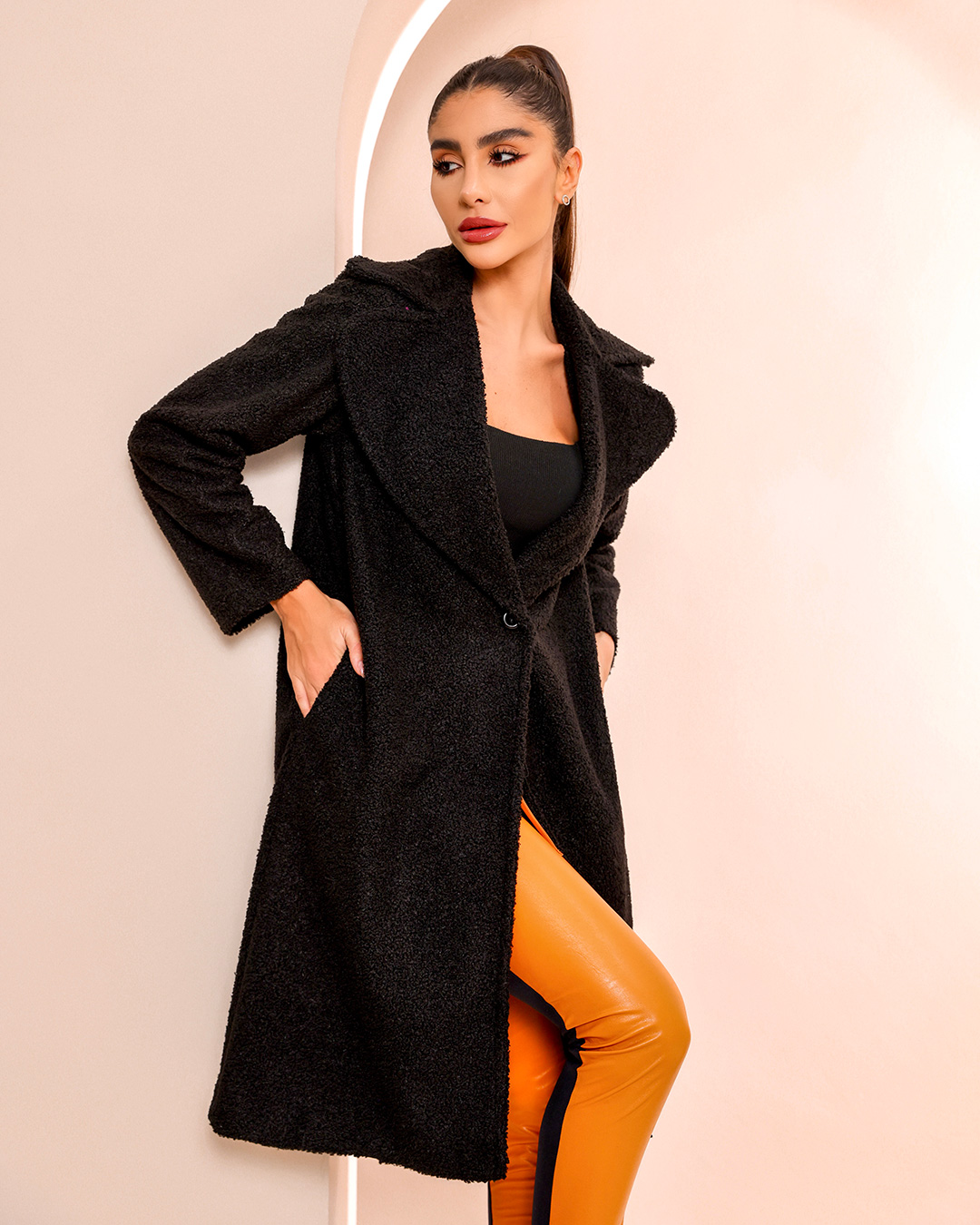 Dot Clothing - Dot Clothing Long Black Jacket - 1926PRETO