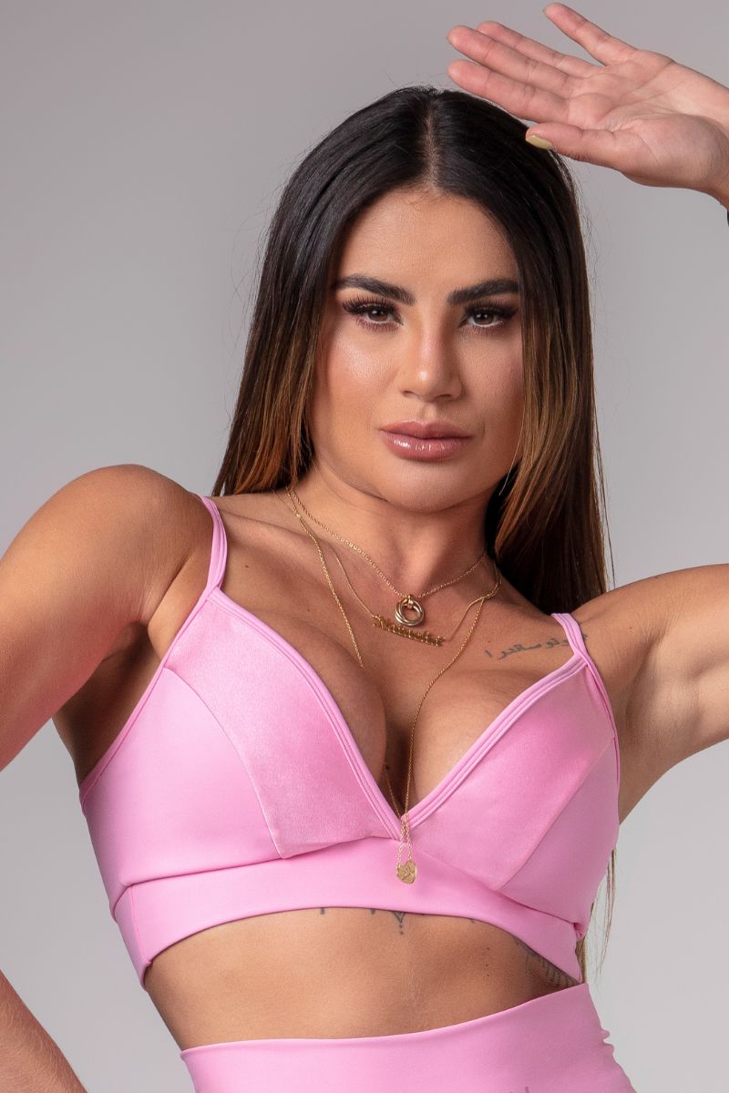 Hipkini - Pink Activewear Top with Neckline - 3339985