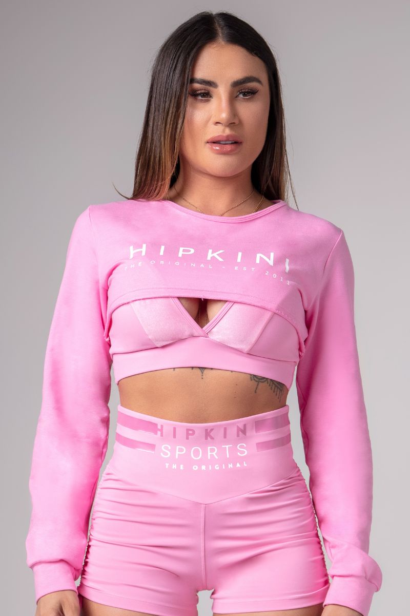 Hipkini - Bolero Activewear de Moletom Rosa - 3339988